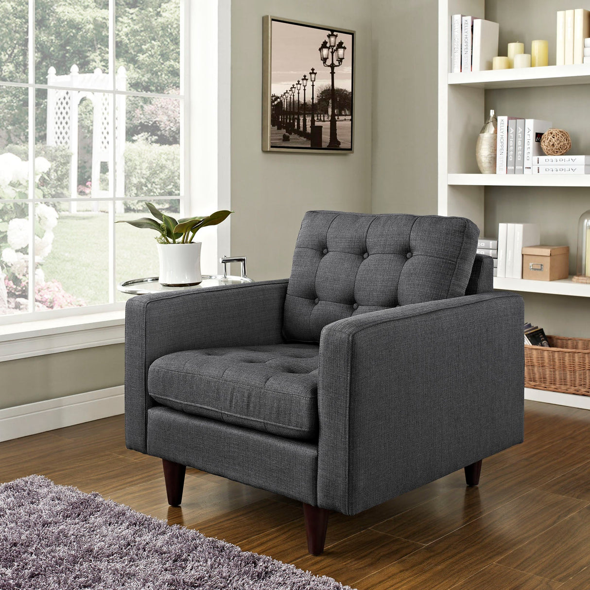 36 Inch Polyester Fabric Armchair