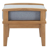 24" Natural Gray Outdoor Patio Teak Wood Ottoman