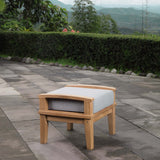 24" Natural Gray Outdoor Patio Teak Wood Ottoman