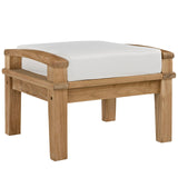 24" Natural White Outdoor Patio Teak Wood Ottoman