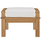 24" Natural White Outdoor Patio Teak Wood Ottoman