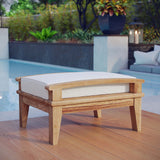 24" Natural White Outdoor Patio Teak Wood Ottoman
