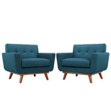 33 Inch Upholstered Fabric Button Tufted Armchair Set of 2