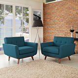 33 Inch Upholstered Fabric Button Tufted Armchair Set of 2
