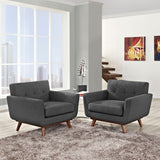 33 Inch Upholstered Fabric Button Tufted Armchair Set of 2