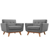 33 Inch Upholstered Fabric Button Tufted Armchair Set of 2