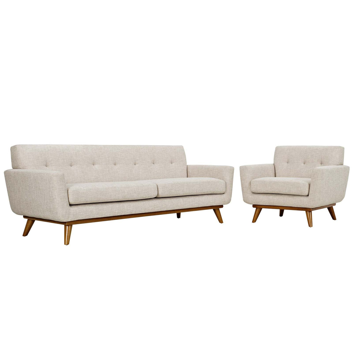 2 Piece 123" Gently Sloping Curved Upholstered Armchair and Sofa Set