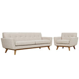 2 Piece 123" Gently Sloping Curved Upholstered Armchair and Sofa Set
