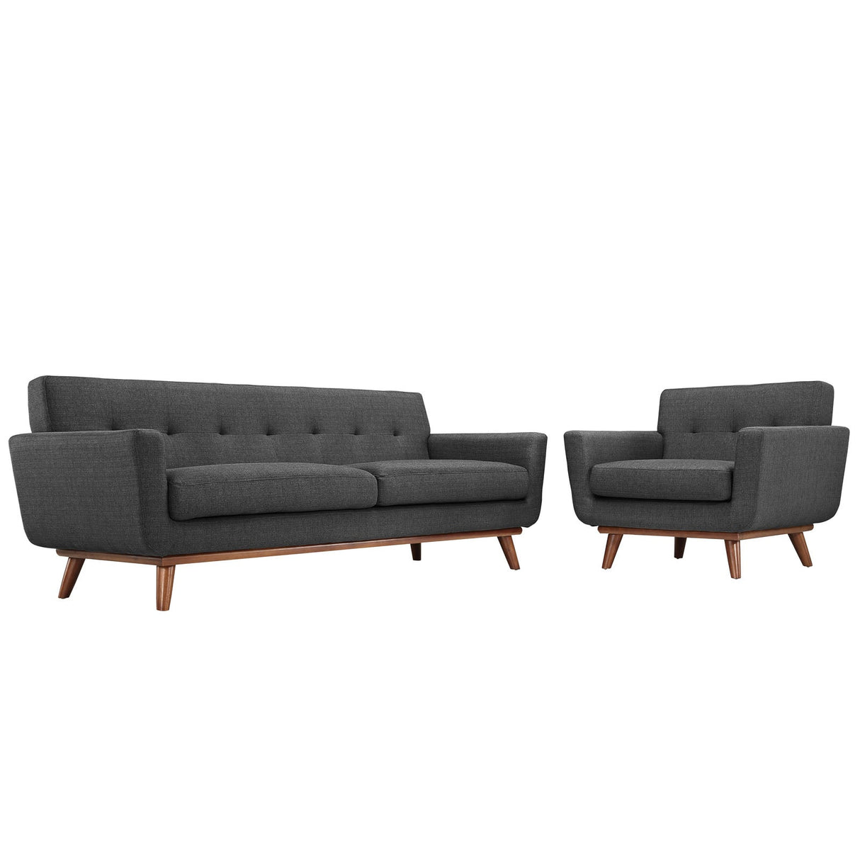 2 Piece 123" Gently Sloping Curved Upholstered Armchair and Sofa Set