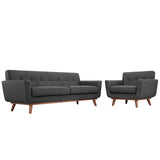 2 Piece 123" Gently Sloping Curved Upholstered Armchair and Sofa Set