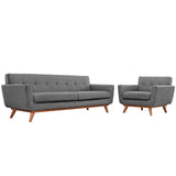 2 Piece 123" Gently Sloping Curved Upholstered Armchair and Sofa Set