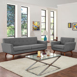 2 Piece 123" Gently Sloping Curved Upholstered Armchair and Sofa Set