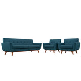 3 Piece 123" Gently Sloping Curved Upholstered Armchairs and Sofa Set