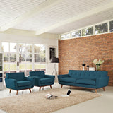 3 Piece 123" Gently Sloping Curved Upholstered Armchairs and Sofa Set