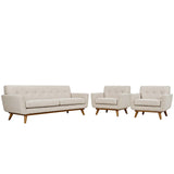 3 Piece 123" Gently Sloping Curved Upholstered Armchairs and Sofa Set