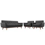 3 Piece 123" Gently Sloping Curved Upholstered Armchairs and Sofa Set