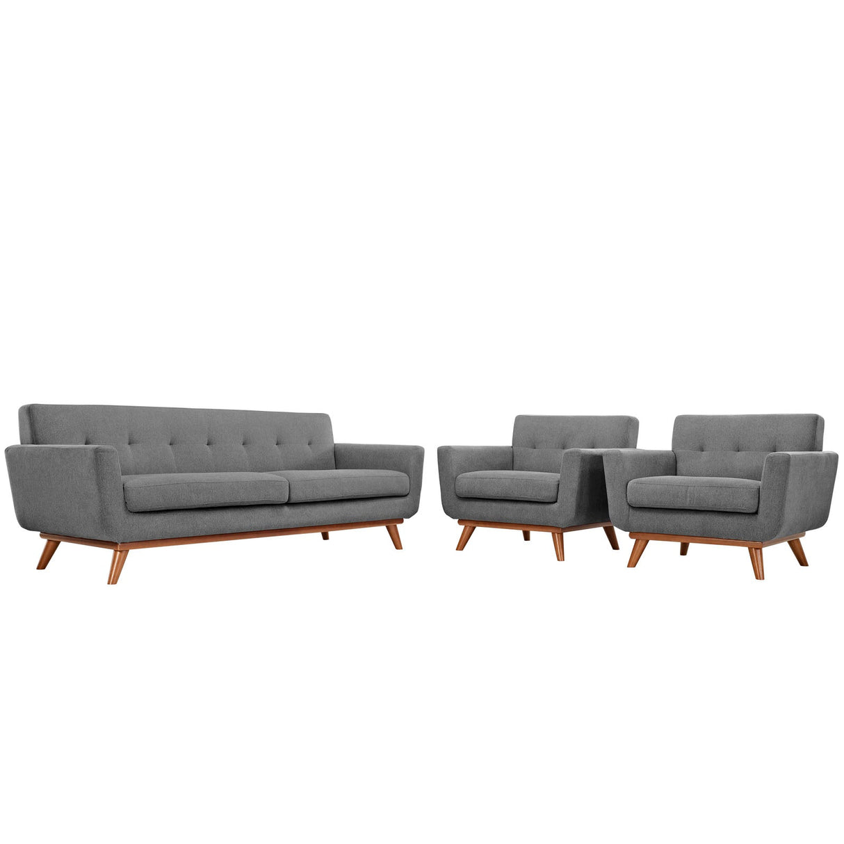 3 Piece 123" Gently Sloping Curved Upholstered Armchairs and Sofa Set