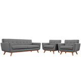 3 Piece 123" Gently Sloping Curved Upholstered Armchairs and Sofa Set