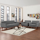 3 Piece 123" Gently Sloping Curved Upholstered Armchairs and Sofa Set