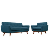 2 Piece 73" Gently Sloping Curved Upholstered Armchair and Loveseat Set
