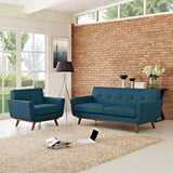 2 Piece 73" Gently Sloping Curved Upholstered Armchair and Loveseat Set