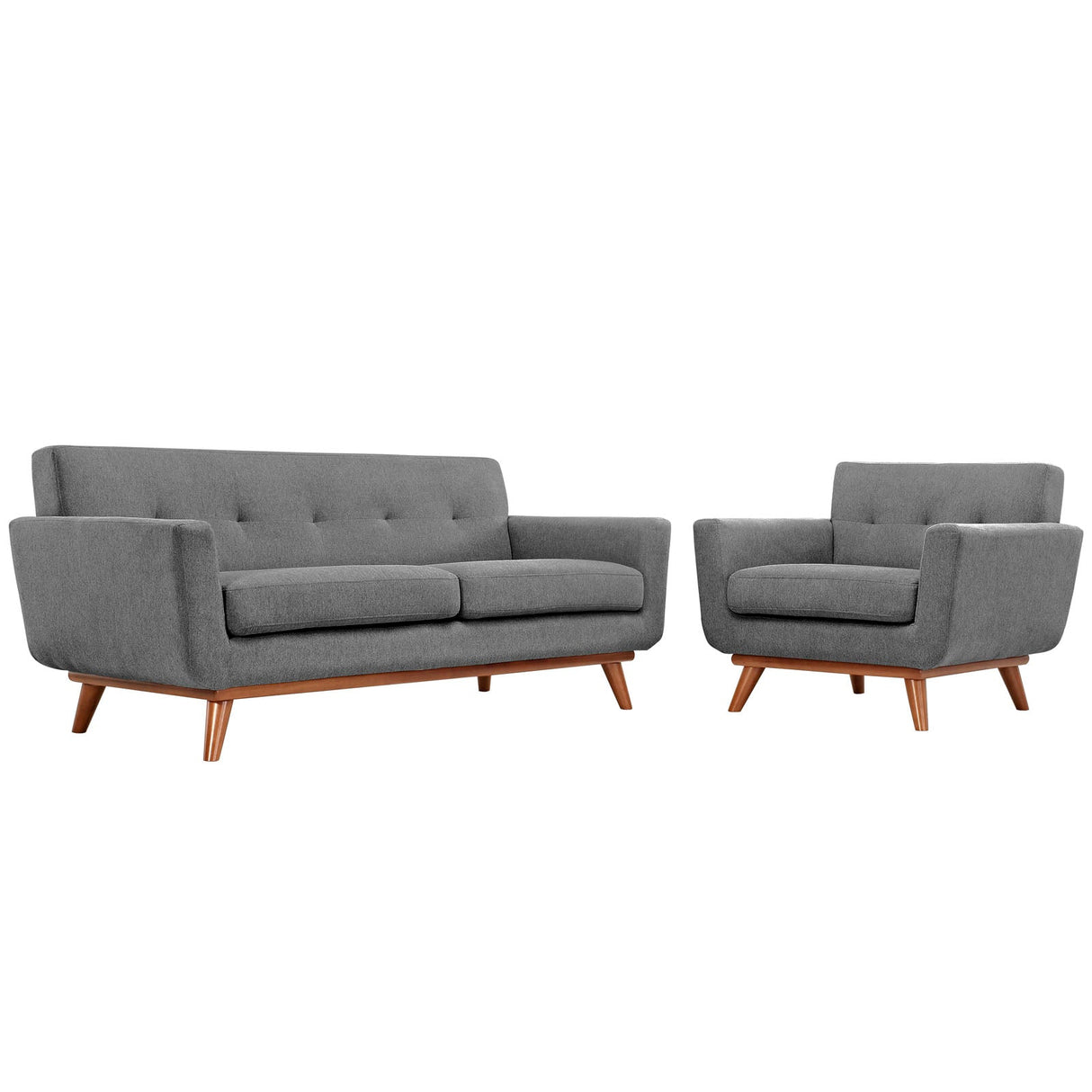 2 Piece 73" Gently Sloping Curved Upholstered Armchair and Loveseat Set