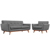 2 Piece 73" Gently Sloping Curved Upholstered Armchair and Loveseat Set