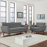 2 Piece 73" Gently Sloping Curved Upholstered Armchair and Loveseat Set