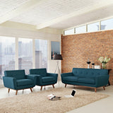 3 Piece 123" Gently Sloping Curved Upholstered Armchairs and Loveseat Set