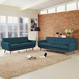 2 Piece 124" Gently Sloping Curved Upholstered Fabric Loveseat and Sofa Set