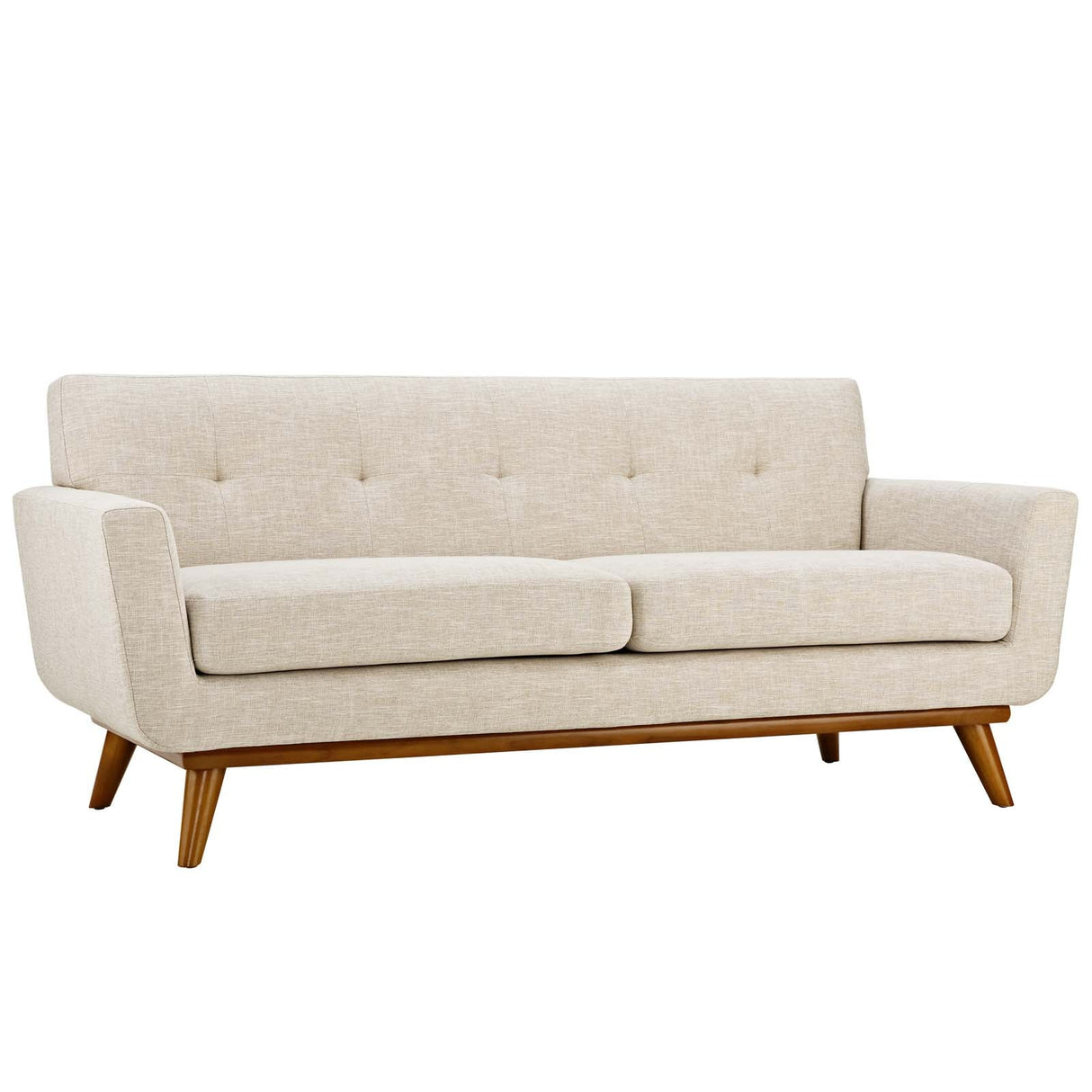 2 Piece 124" Gently Sloping Curved Upholstered Fabric Loveseat and Sofa Set