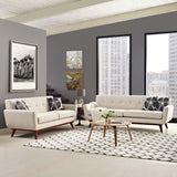 2 Piece 124" Gently Sloping Curved Upholstered Fabric Loveseat and Sofa Set