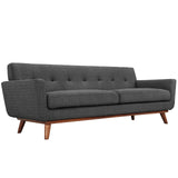 2 Piece 124" Gently Sloping Curved Upholstered Fabric Loveseat and Sofa Set