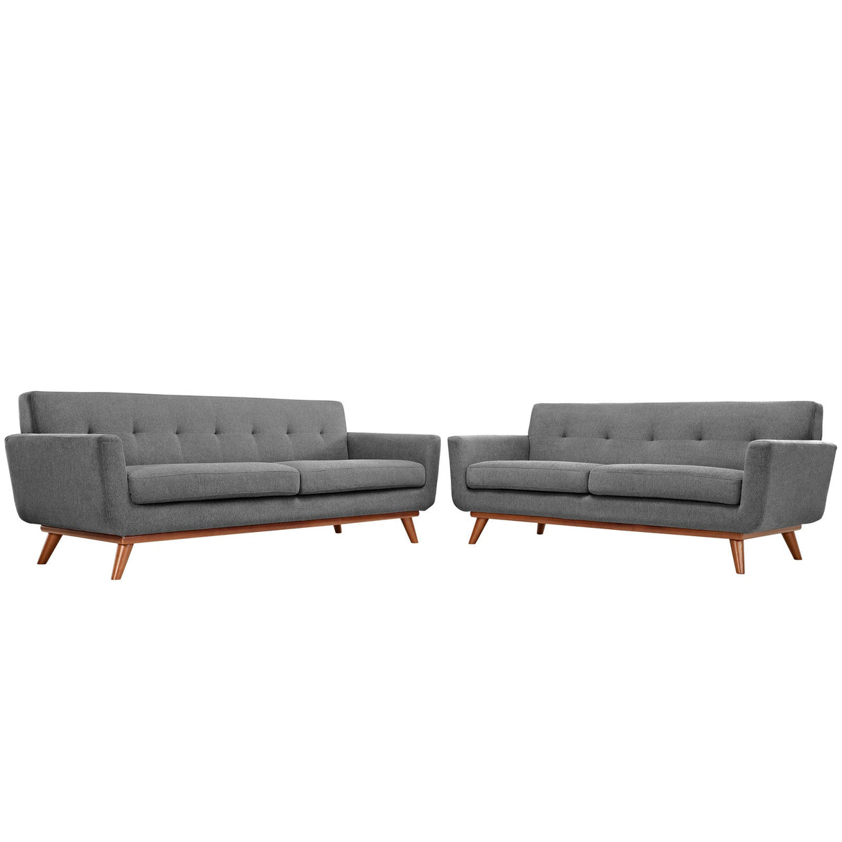 2 Piece 124" Gently Sloping Curved Upholstered Fabric Loveseat and Sofa Set