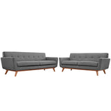 2 Piece 124" Gently Sloping Curved Upholstered Fabric Loveseat and Sofa Set