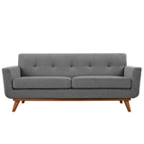 2 Piece 124" Gently Sloping Curved Upholstered Fabric Loveseat and Sofa Set