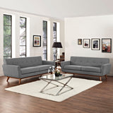 2 Piece 124" Gently Sloping Curved Upholstered Fabric Loveseat and Sofa Set