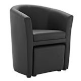 22 Inch Faux Leather Armchair and Ottoman