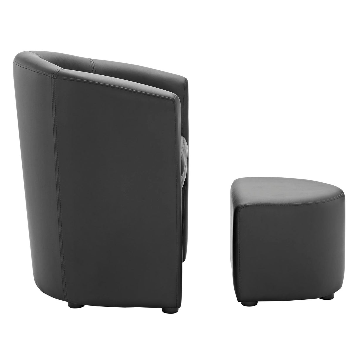 22 Inch Faux Leather Armchair and Ottoman