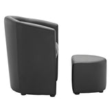 22 Inch Faux Leather Armchair and Ottoman