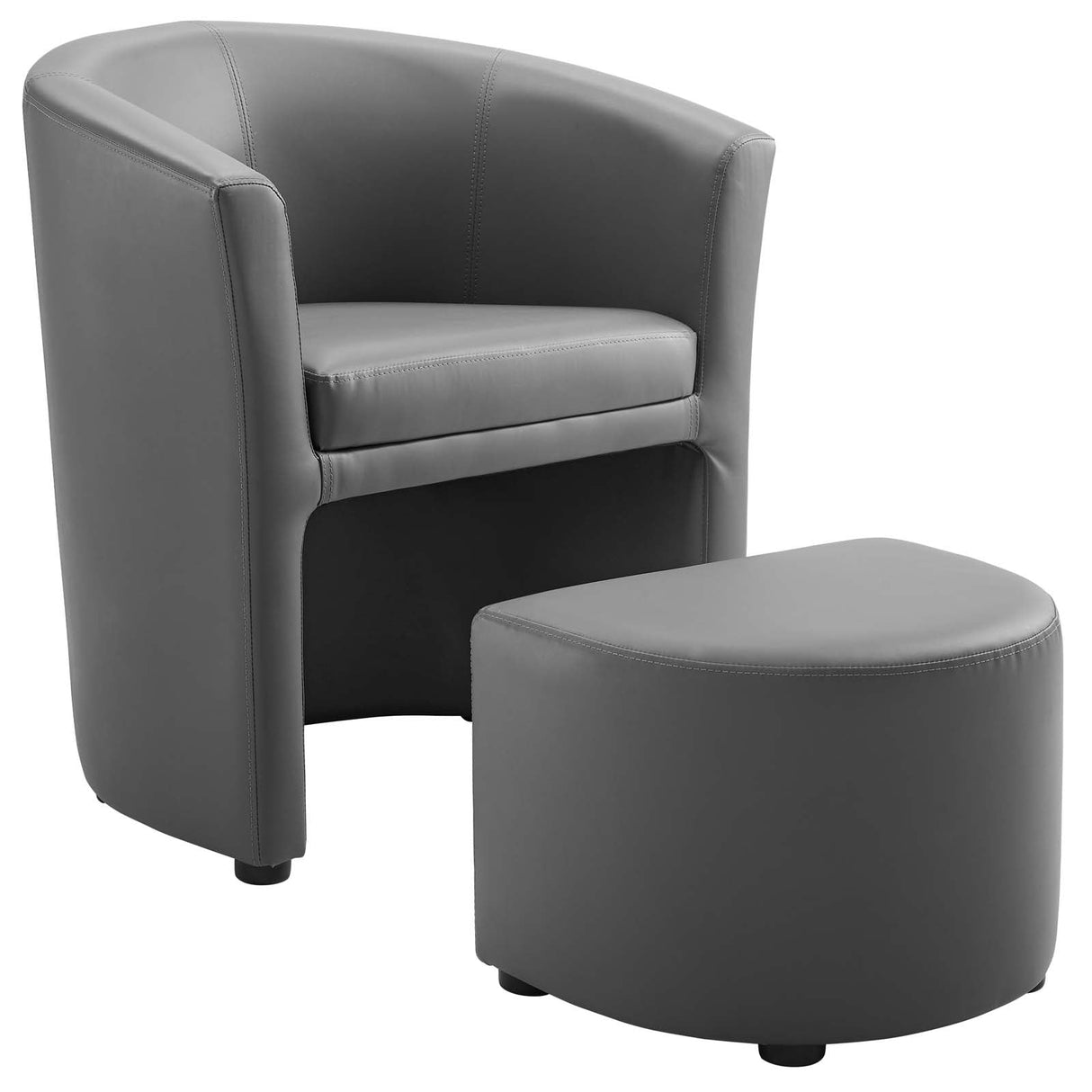 22 Inch Faux Leather Armchair and Ottoman