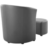 22 Inch Faux Leather Armchair and Ottoman