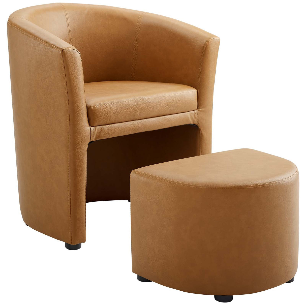 22 Inch Faux Leather Armchair and Ottoman
