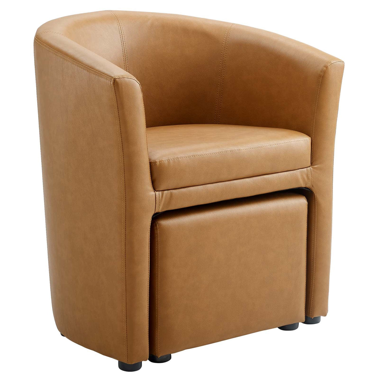 22 Inch Faux Leather Armchair and Ottoman