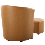 22 Inch Faux Leather Armchair and Ottoman