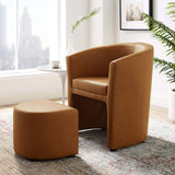 22 Inch Faux Leather Armchair and Ottoman