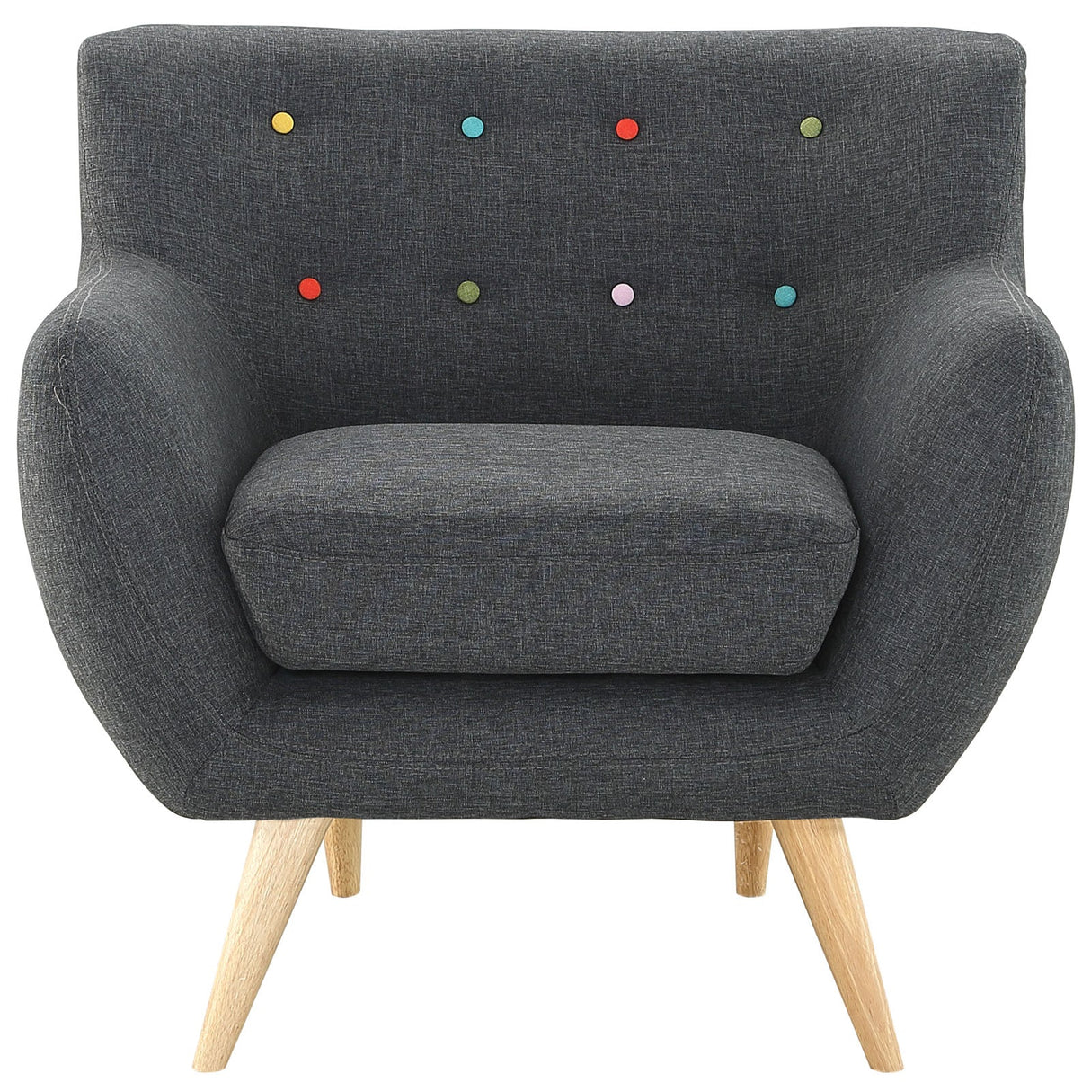 35 Inch Polyester Fabric Armchair in Gray