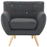 35 Inch Polyester Fabric Armchair in Gray