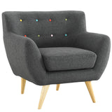 35 Inch Polyester Fabric Armchair in Gray