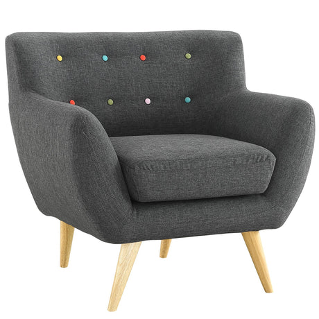35 Inch Polyester Fabric Armchair in Gray